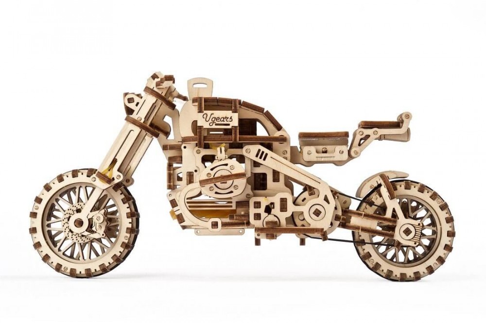 Moto Scrambler UGR-10 avec Side-Car Ugears – Puzzle 3d en bois 
